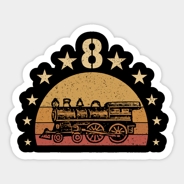 Vintage I'm 8 Years Old Locomotive Train 8th Birthday Sticker by OHC t-shirt